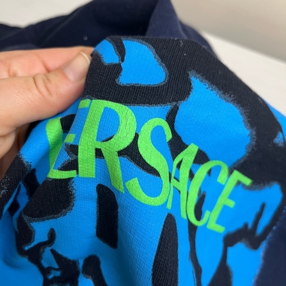 Versace Navy Blue Graphic Zip Sweatshirt Sz 8A 128 cm - Picture 5 of 16
